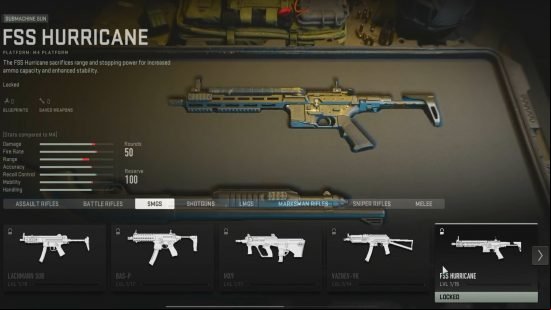 The best Modern Warfare 2 SMGs: the FSS Hurricane SMG sits in a cushioned gun case