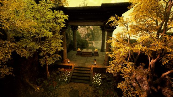 Midnight Suns moon seal locations: a alter nestled inbetween autumnal trees