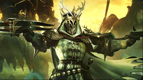 Diablo Immortal update 1.7.5 patch notes - a demon hunter with deer antlers holds out two crossbows at arms' length