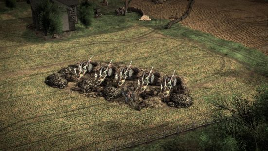 A cluster of WWI German Light Infantry on a field