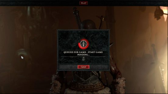 Diablo 4 down: The  screen for Diablo 4, showing a queue time and buffering icon