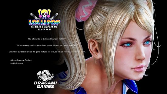 Lollipop Chainsaw RePOP delay - Dragami games CEO Yoshimi Yasuda posts, "We are working hard on game development, but we need a little more time. We will do our best to create [a] game that you will love, so we ask for your continued ."