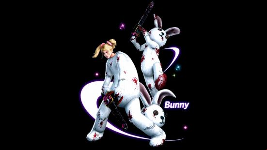 Juliet Starling appears in a white bunny mascot outfit in Lollipop Chainsaw Repop.