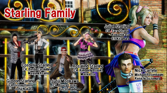 The names of the Lollipop Chainsaw RePOP cast appear over images of their characters.