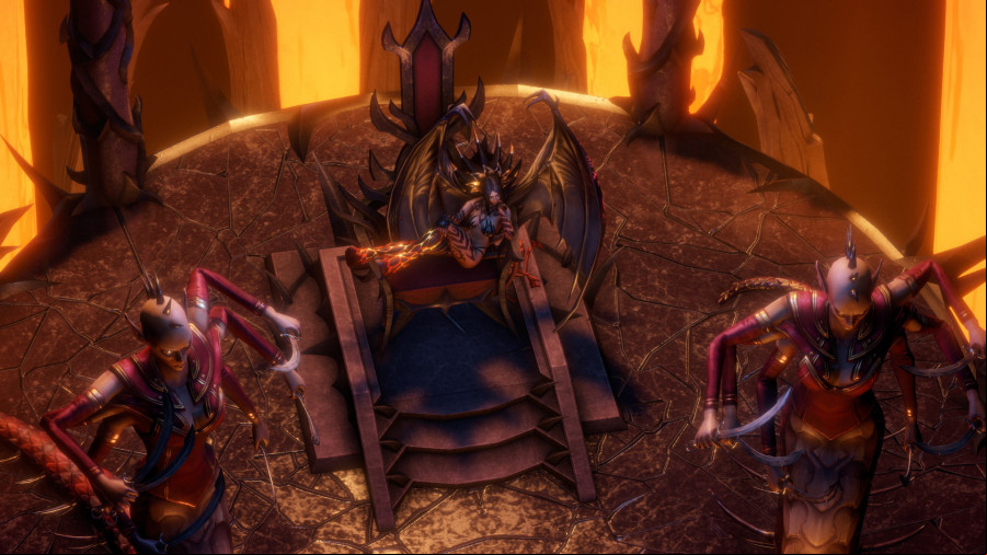 Several people look very dastardly indeed in this lava-lit room.