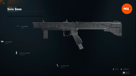 Best Sirin 9mm loadout: a blocky gun on a black background.