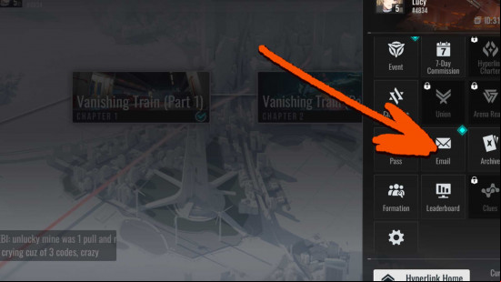 The in-game mail screen in Etheria Restart.