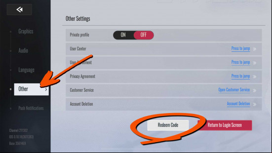 The code redeem screen in Etheria Restart.