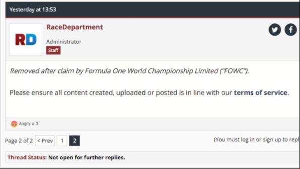 Dozens of F1 mods removed from RaceDepartment following a claim by Formula One World Championship Ltd
